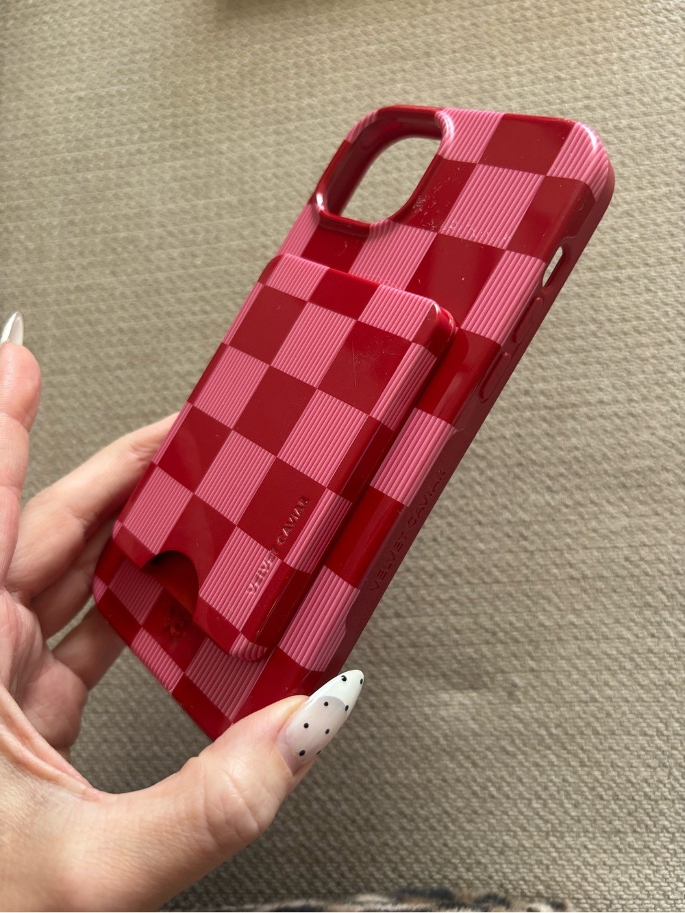 Velvet Caviar Rose Vibe Checkered iPhone Case with magnet wallet iPhone 15 plus - Picture 6 of 9